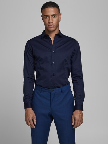 JACK & JONES Slim fit Button Up Shirt 'Parma' in Blue: front