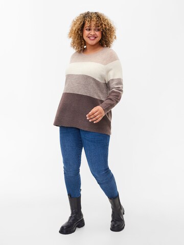 Zizzi Sweater 'MOLIVIA' in Brown