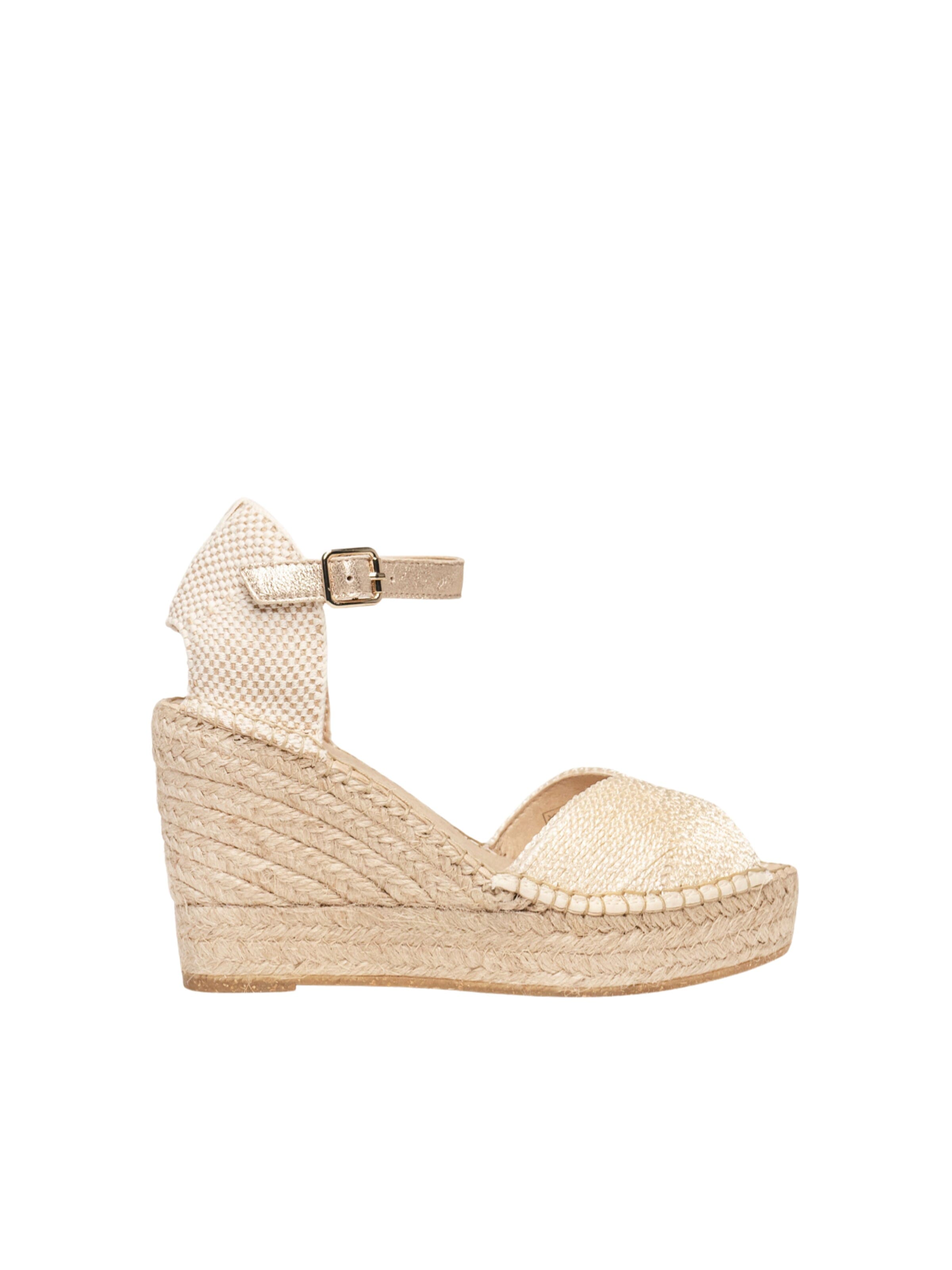 Sandalo con cinturino 'Alpargata Cuña 10 cm' di Alhamas in beige: frontale