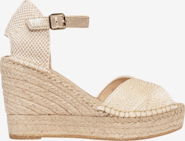 Sandalo con cinturino 'Alpargata Cuña 10 cm' di Alhamas in beige: frontale