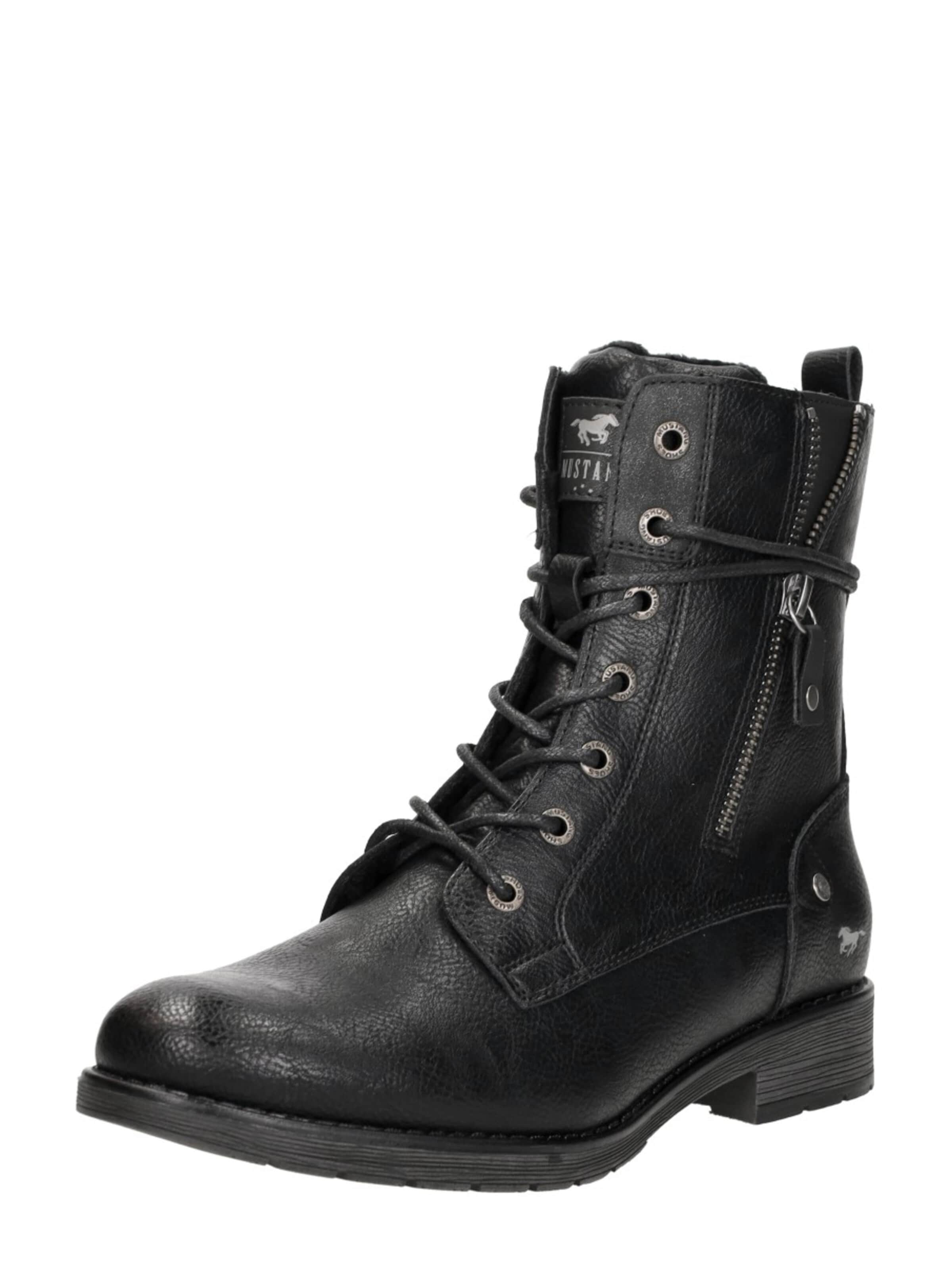 MUSTANG Schnürstiefelette 'Veterschoenen Hoog'‌‌‌‌‌‌‌‌‌ in Schwarz: Vorderseite