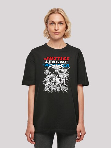 F4NT4STIC Oversized Shirt 'Justice League Mono Action Pose' in Black: front