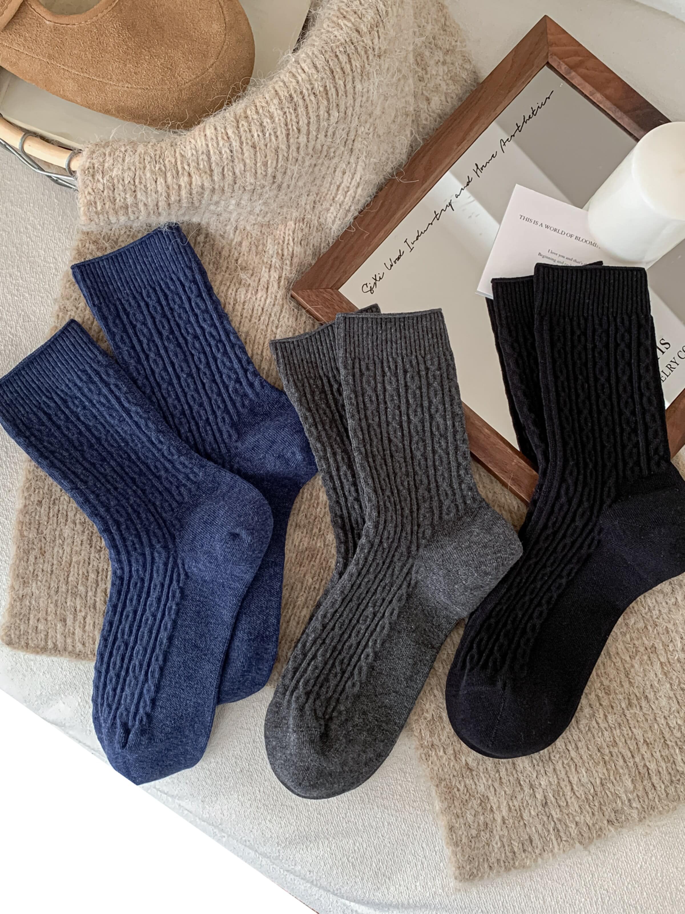 Millo Socks 'Cosy Twist 10' in Blue