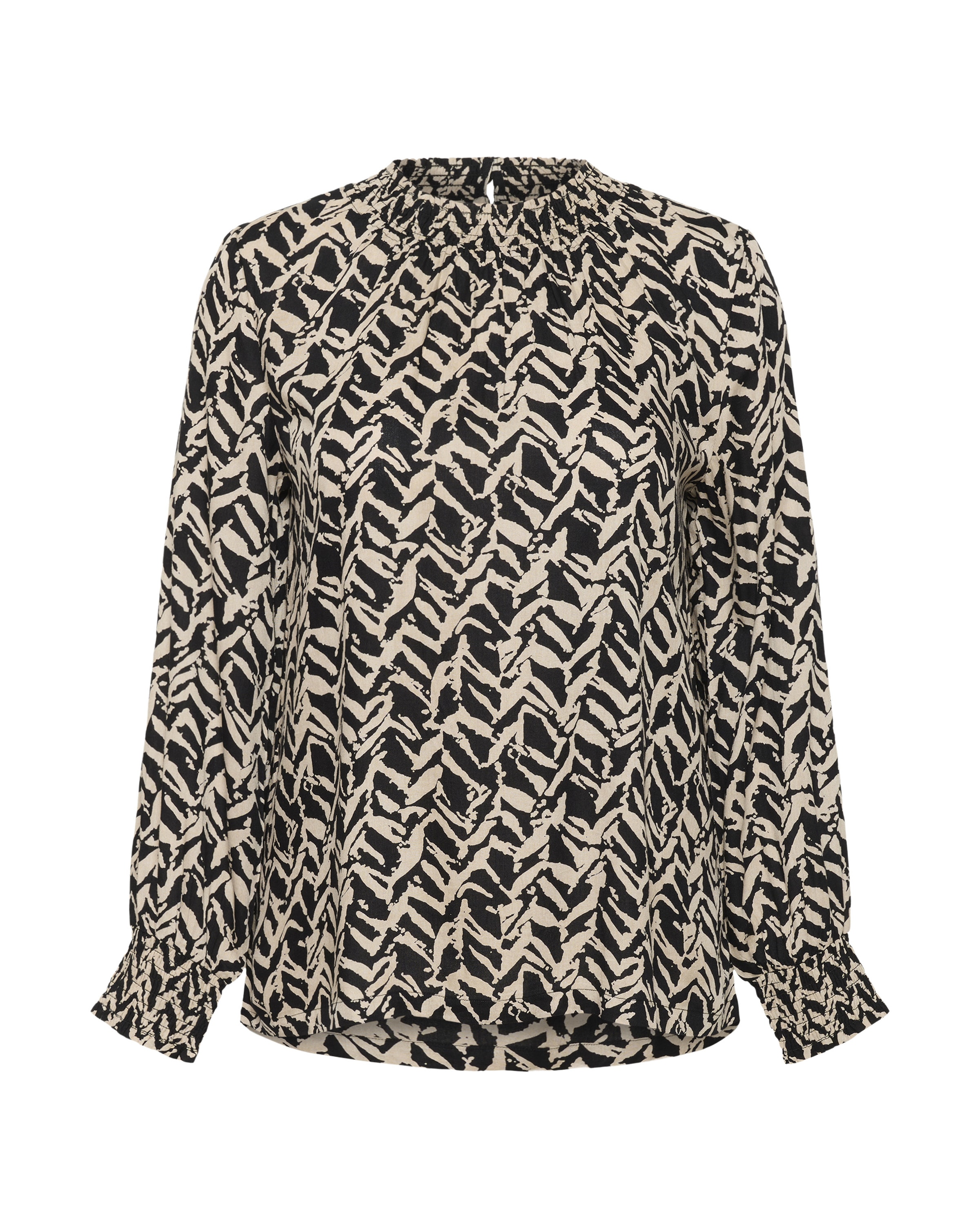 KAFFE CURVE Blouse 'Dena' in Zwart: voorkant