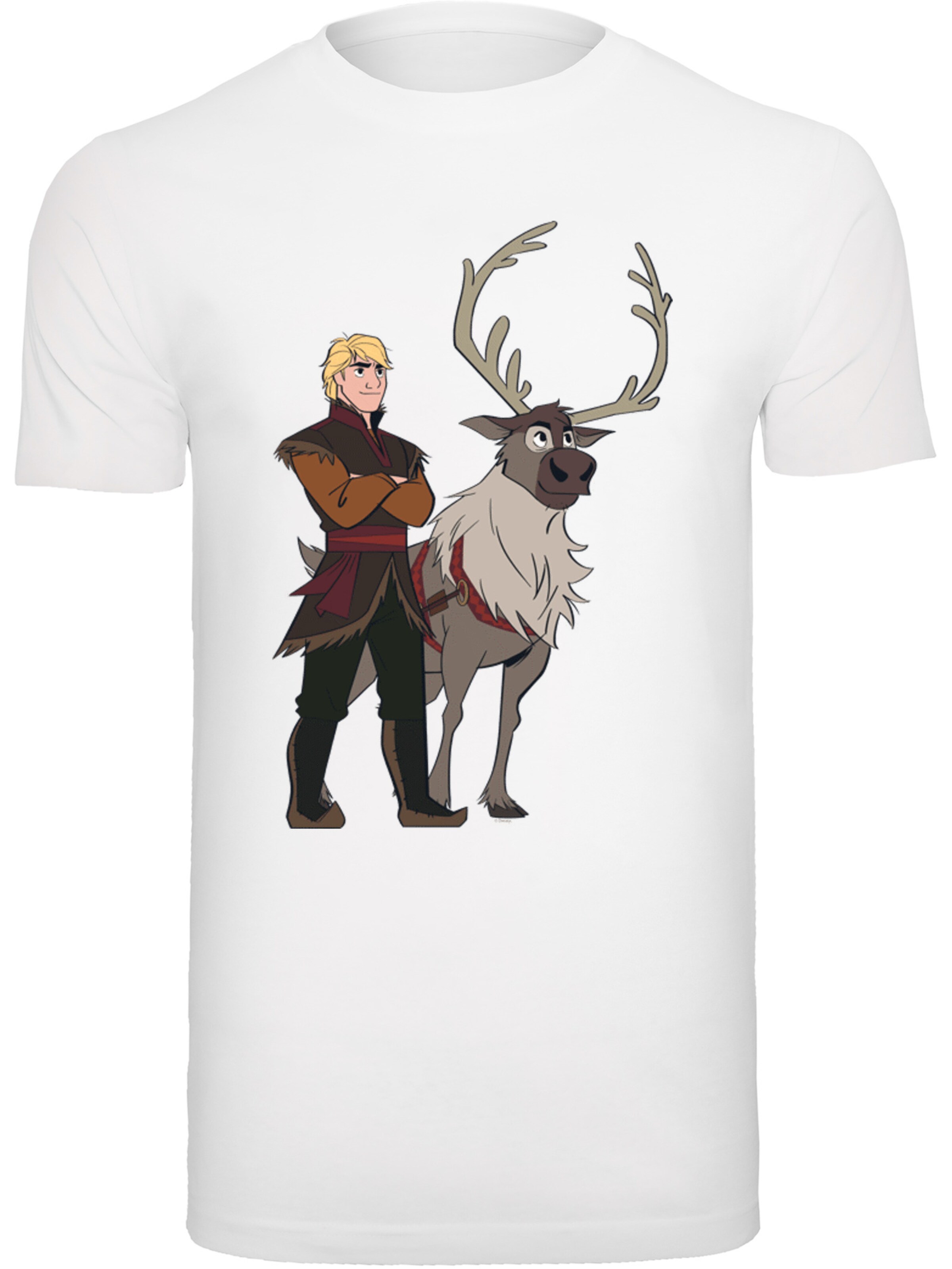 T-Shirt 'Disney  Frozen 2 Sven And Kristoff' F4NT4STIC en blanc : devant
