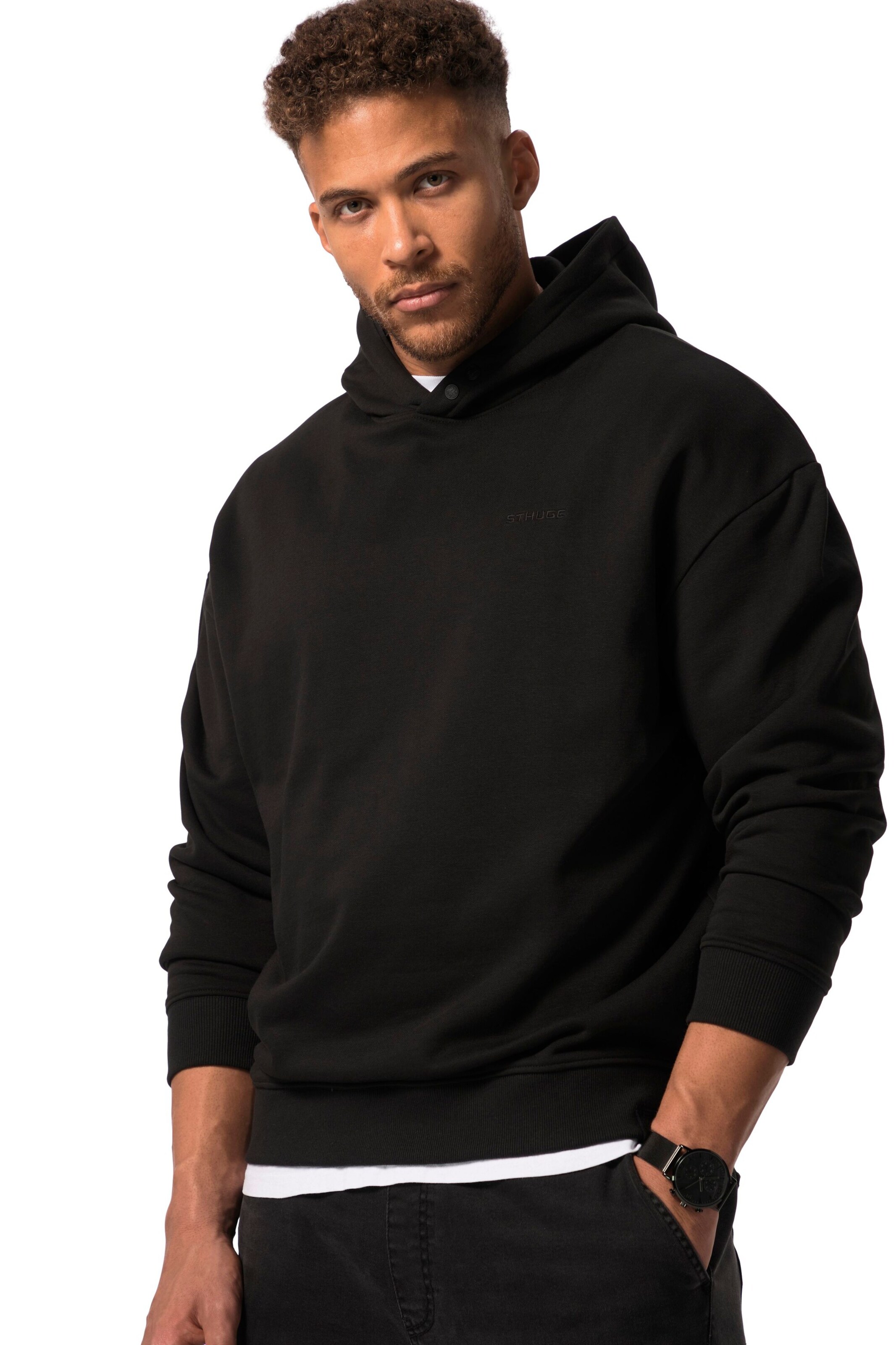 STHUGE Sweat jacket in Black: front