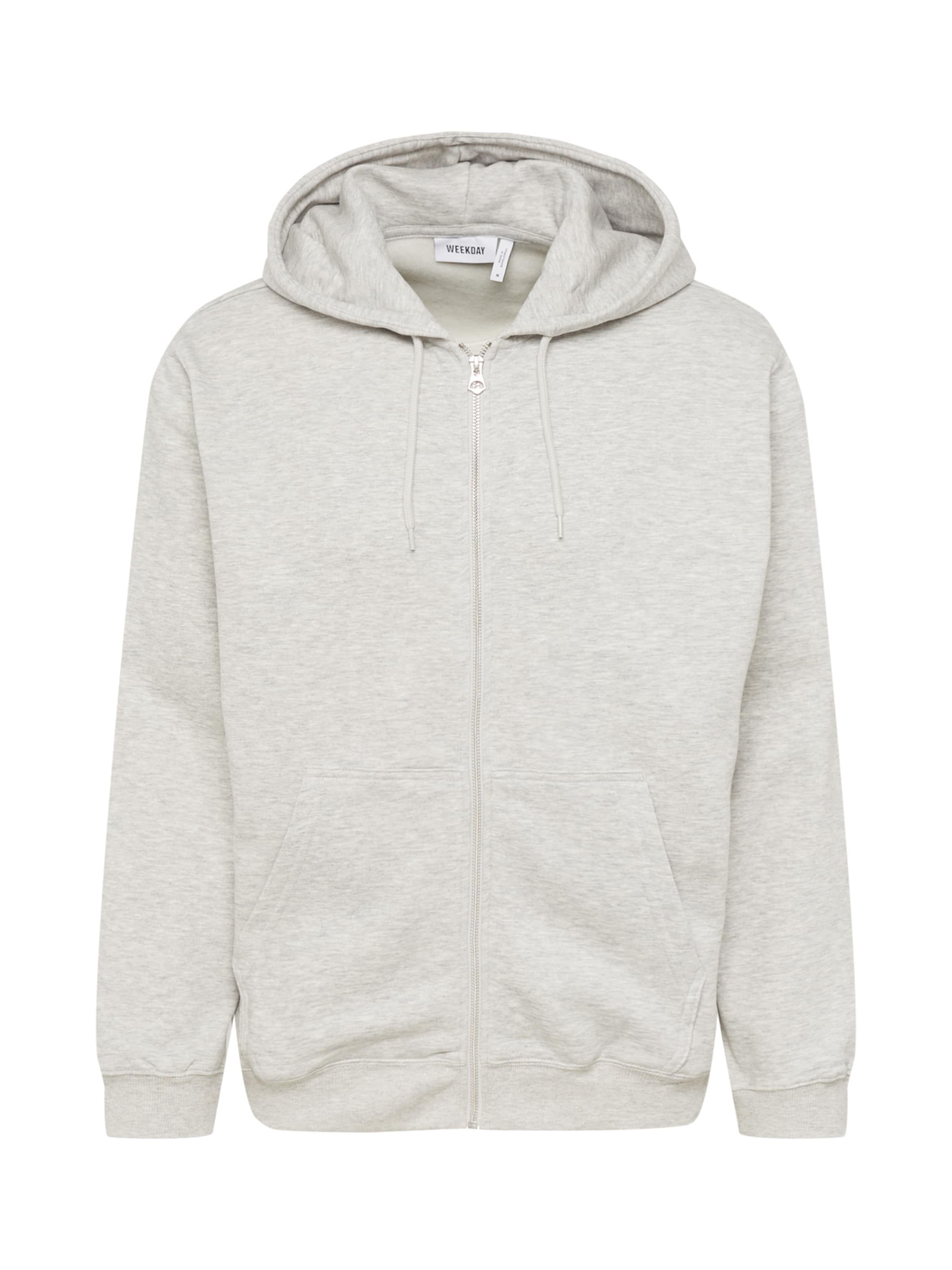 WEEKDAY Zip-Up Hoodie in Grey: front