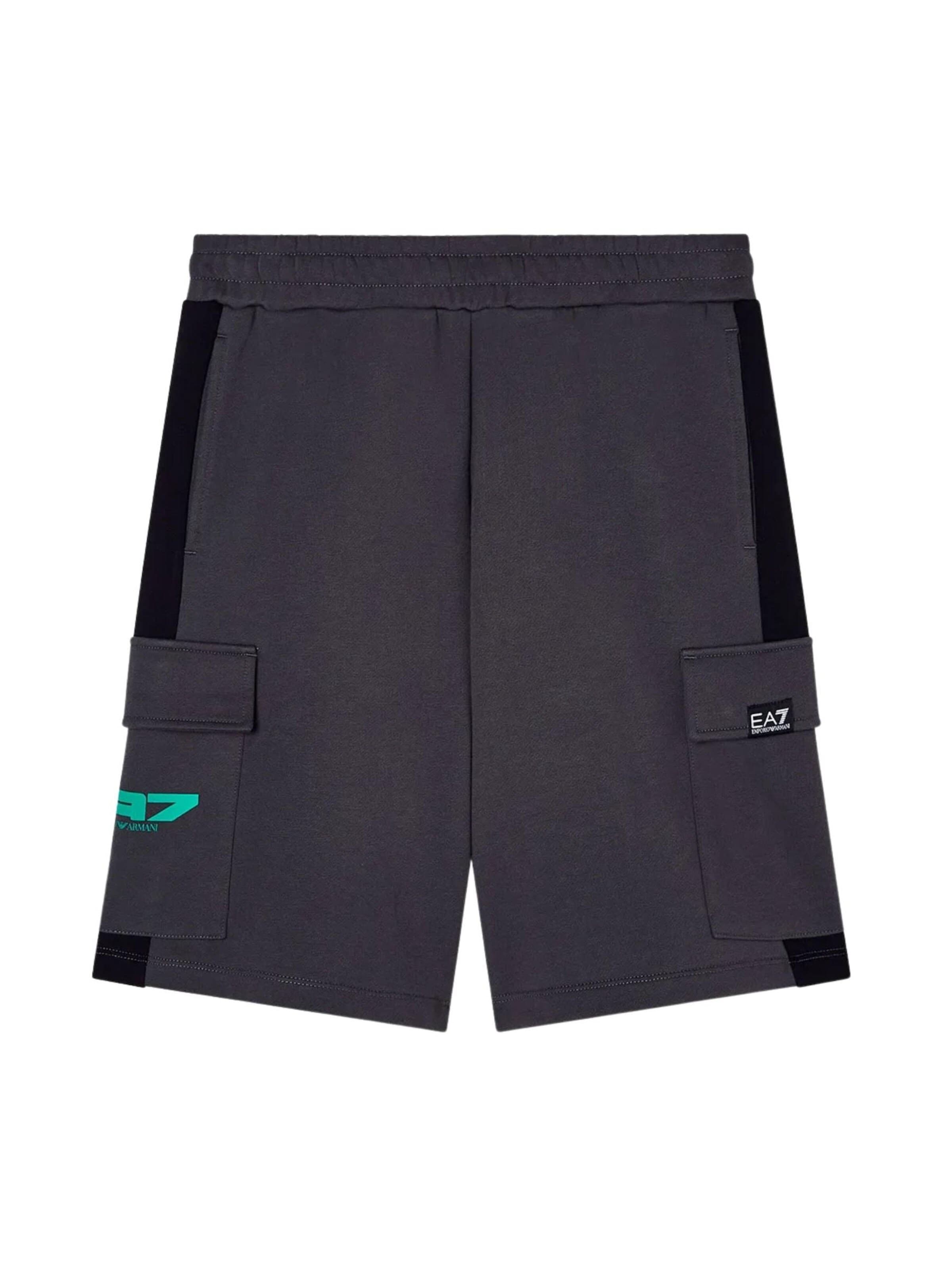 EA7 Emporio Armani Regular Byxa 'EA7 EMPORIO ARMANI kids BERMUDA FELPA BERMUDA' i grå: framsida