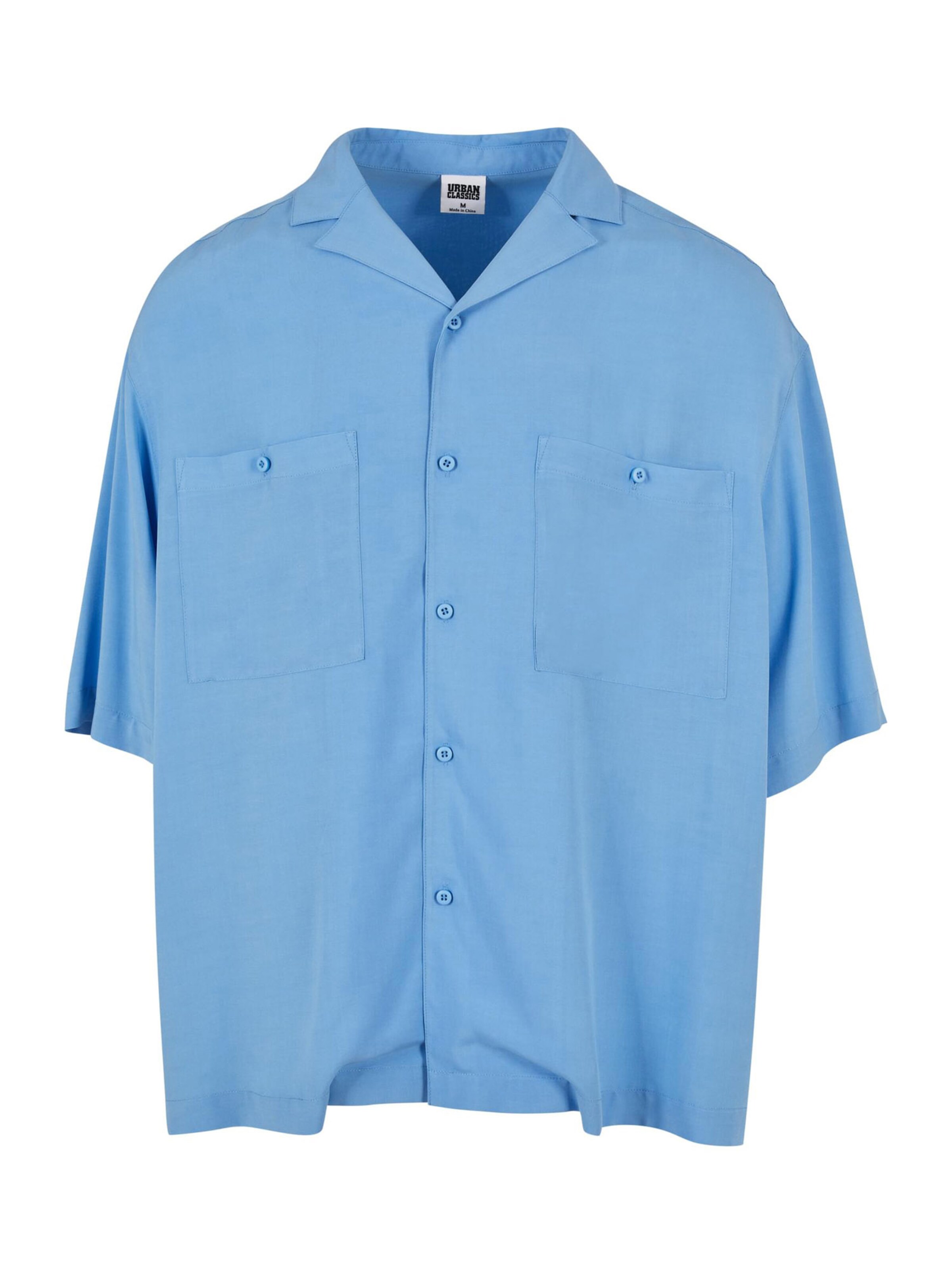 Urban Classics Comfort fit Button Up Shirt in Blue: front