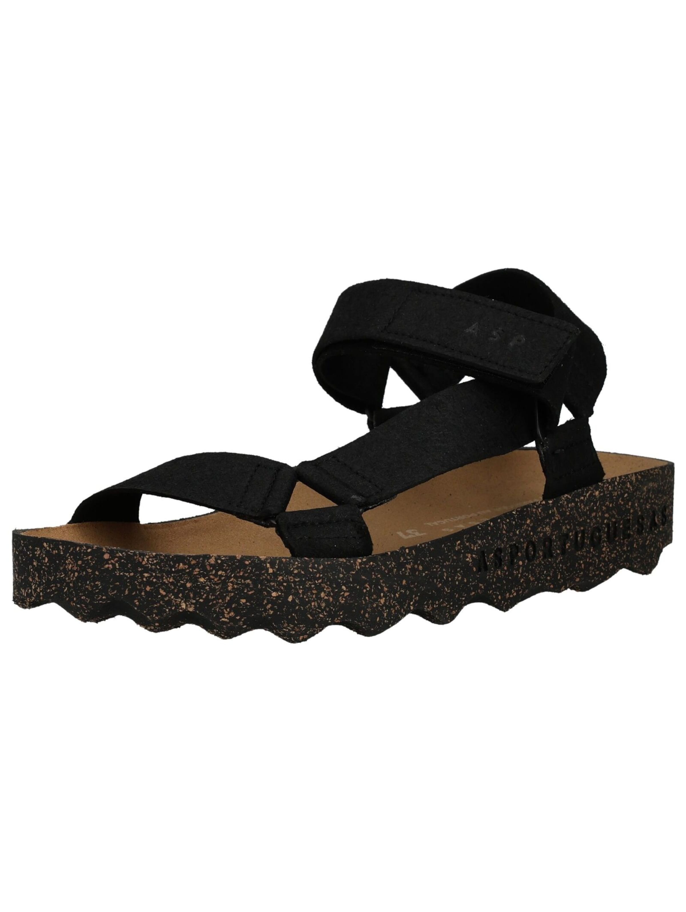 Asportuguesas Strap Sandals in Black: front