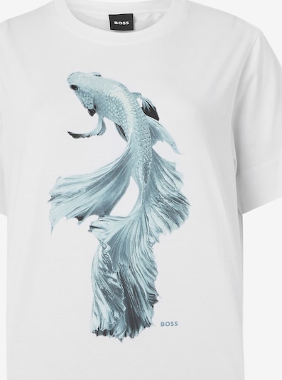 Marškinėliai 'Elpha_placed5' iš BOSS, spalva – bazalto pilka / juoda / balta, Prekių apžvalga