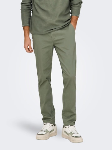 Only & Sons Regular Chino trousers 'ONSMark' in Green: front