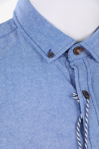BASEFIELD Button Up Shirt in S in Blue