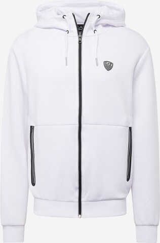 EA7 Emporio Armani Sweatjacka i vit: framsida