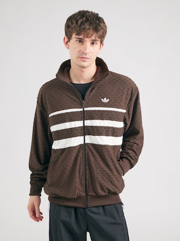 ADIDAS ORIGINALS Zip-Up Hoodie 'Q12' in Brown: front