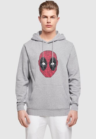 ABSOLUTE CULT Sweatshirt 'Deadpool - Head Of Roses' in Grijs: voorkant