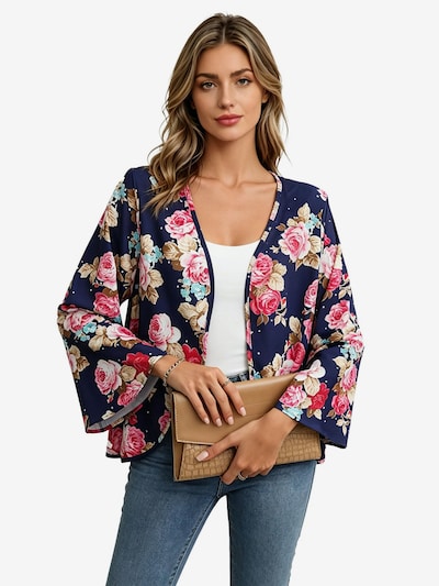 KoJooin Übergangsjacke 'Damen-Strandkleid mit Blumenmuster, Kimono-Cardigan, offene Bluse/Top' in XL in navy, Produktansicht