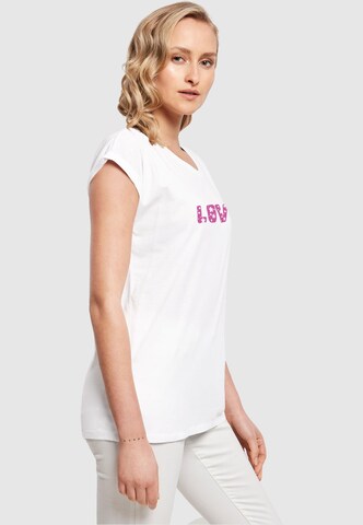 Merchcode T-Shirt 'Valentines Day - Flowers Love' in Weiß