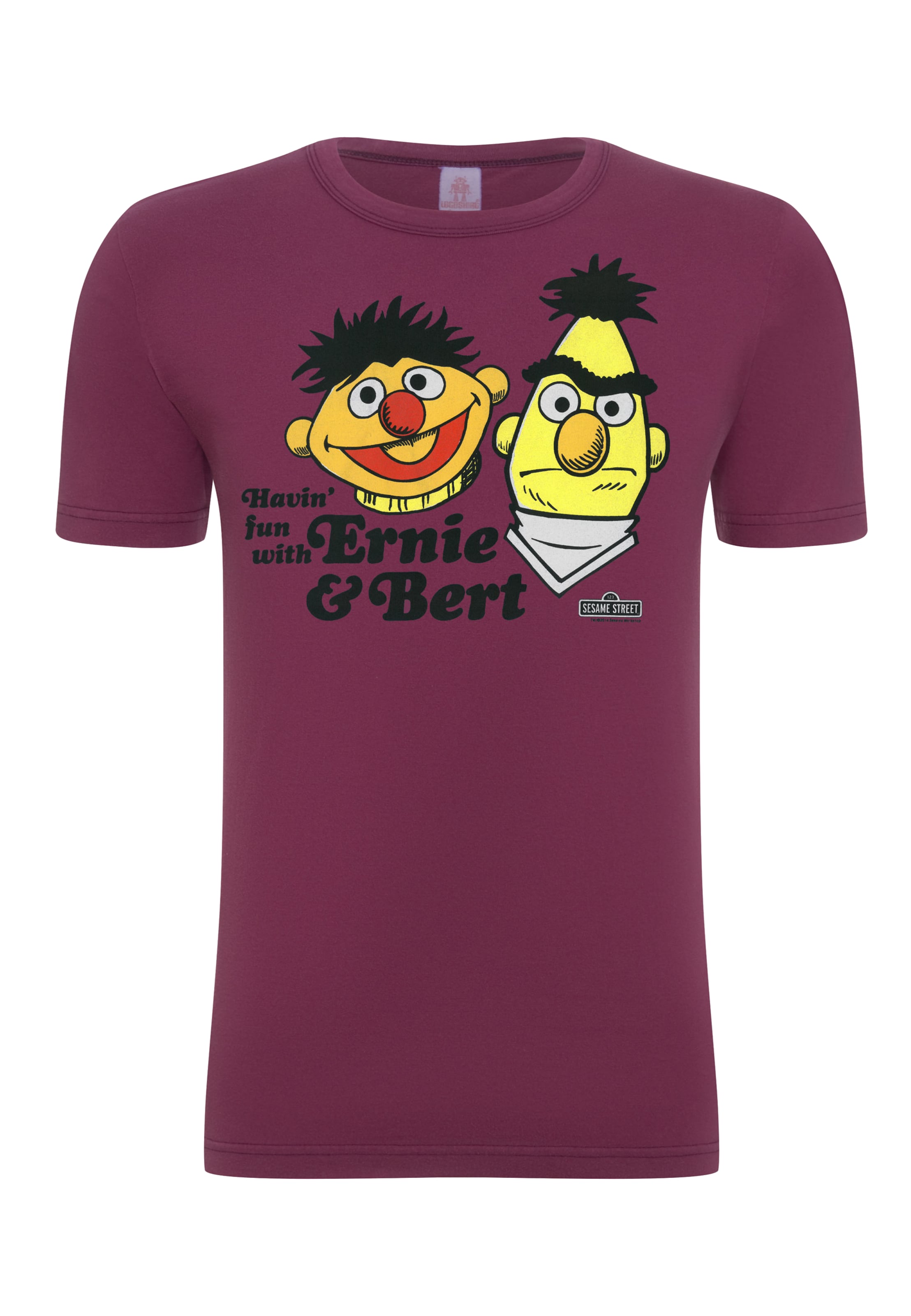 LOGOSHIRT T-Shirt 'Sesamstrasse - Ernie & Bert' in Lila: Vorderseite