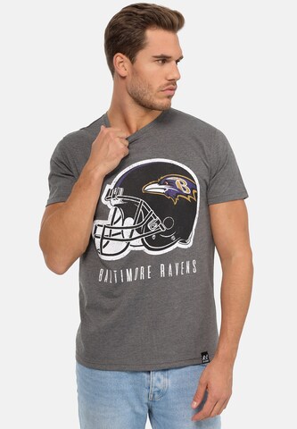 Recovered Shirt 'NFL Ravens Helmet Dark Core' in Grey