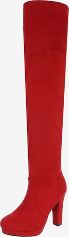 Ital-Design Over the Knee Boots in Red: front