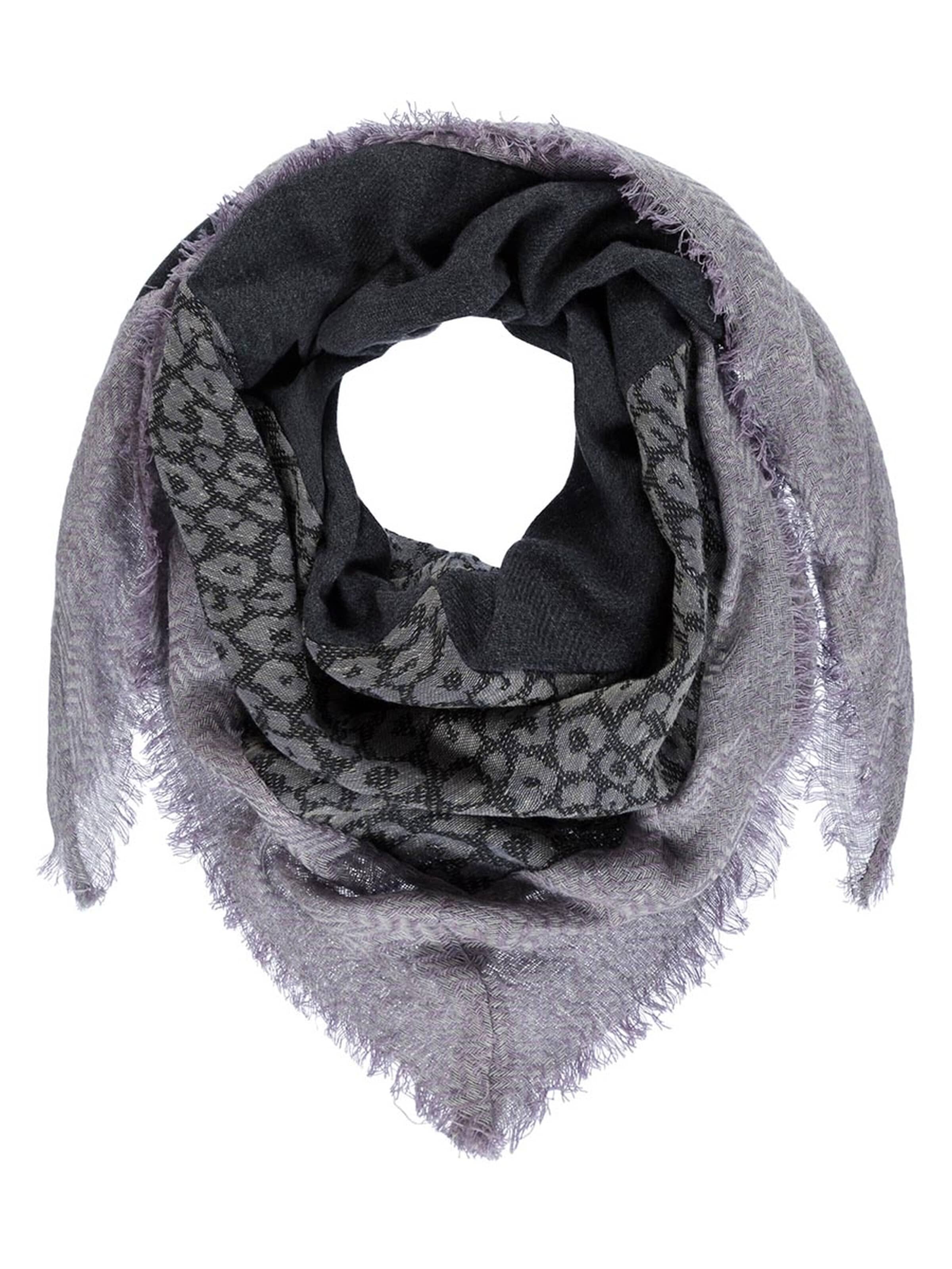 Passigatti Wrap 'Tuch mit Melange- und Leo-Patch' in Purple: front