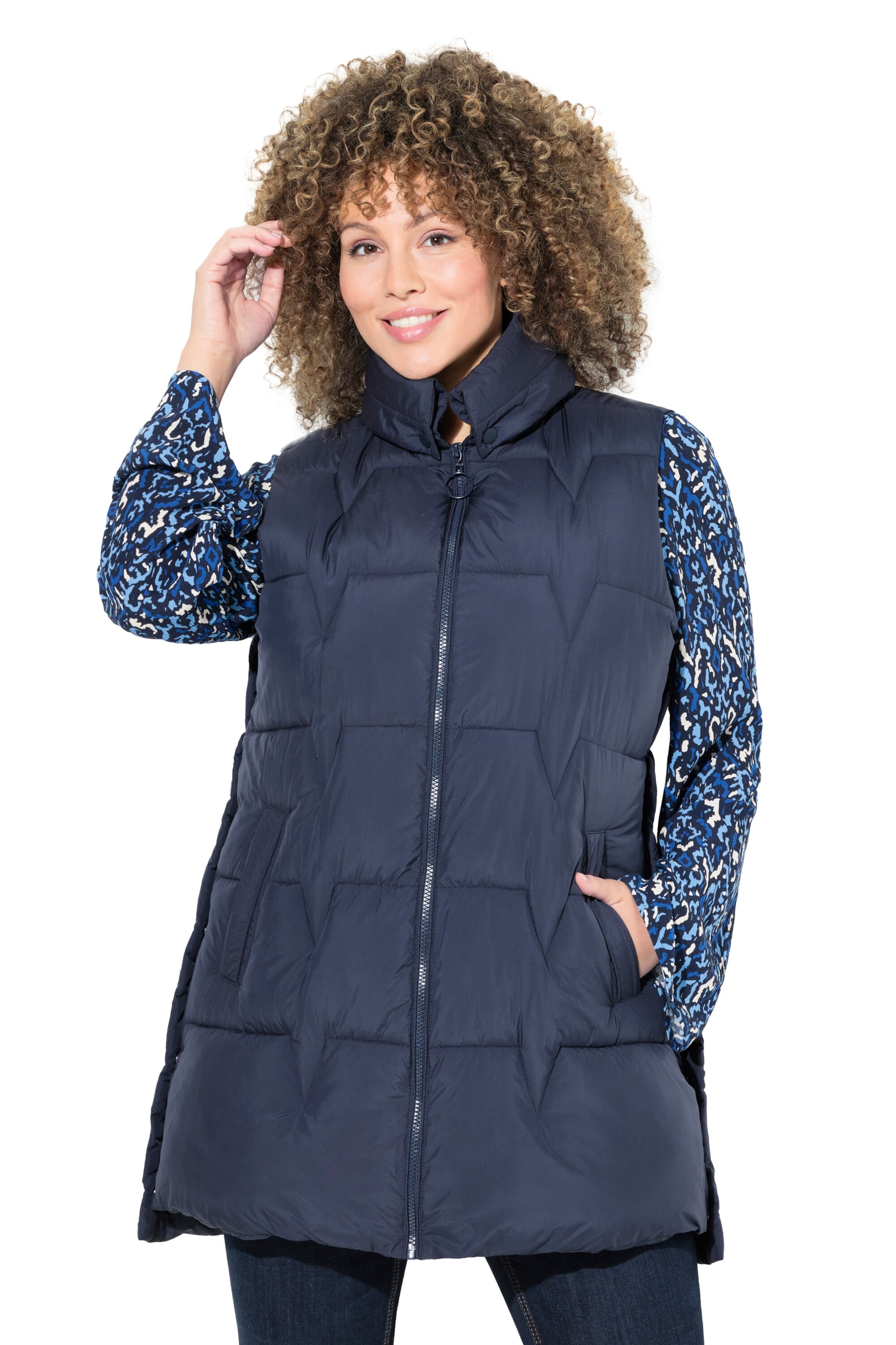Ulla Popken Bodywarmer in Blauw: voorkant