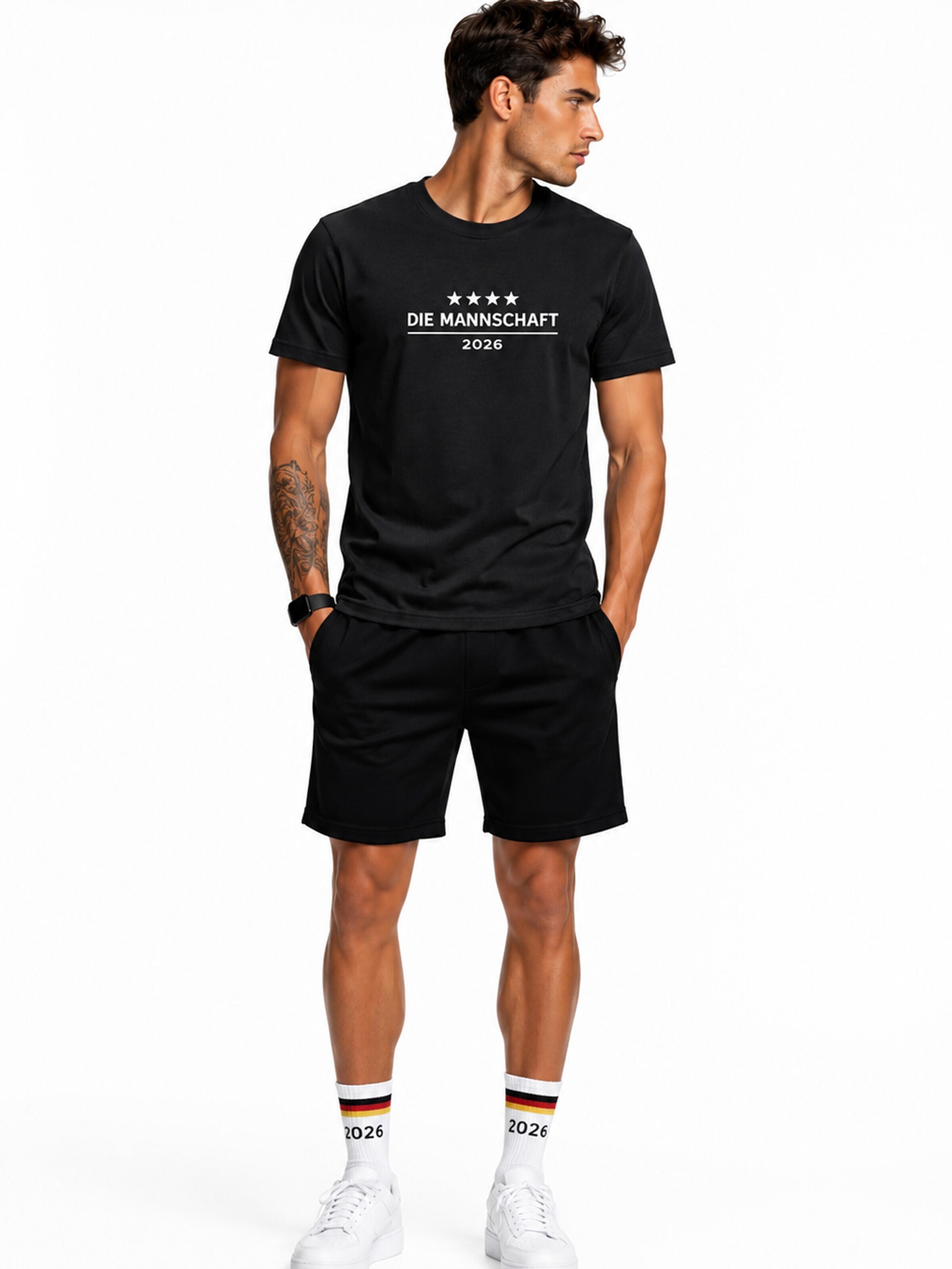 Banco Shirt 'T-Shirt Herren Die Mannschaft Print Shirt' in Black: front