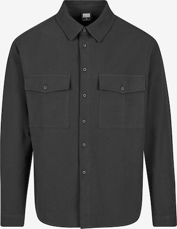 Urban Classics Comfort fit Button Up Shirt in Black: front