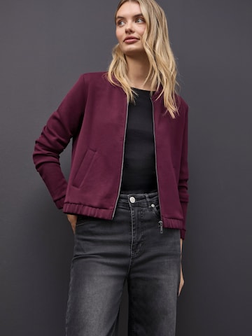 STREET ONE Zip-Up Hoodie in Red: front