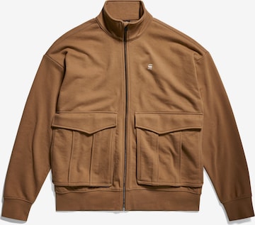 G-Star RAW Zip-Up Hoodie in Brown: front