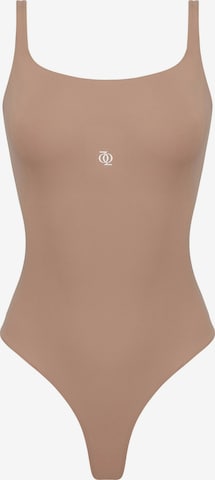 GOD SAVE QUEENS Bodysuit 'Second Skin Square-Neck Bodysuit' in Brown: front