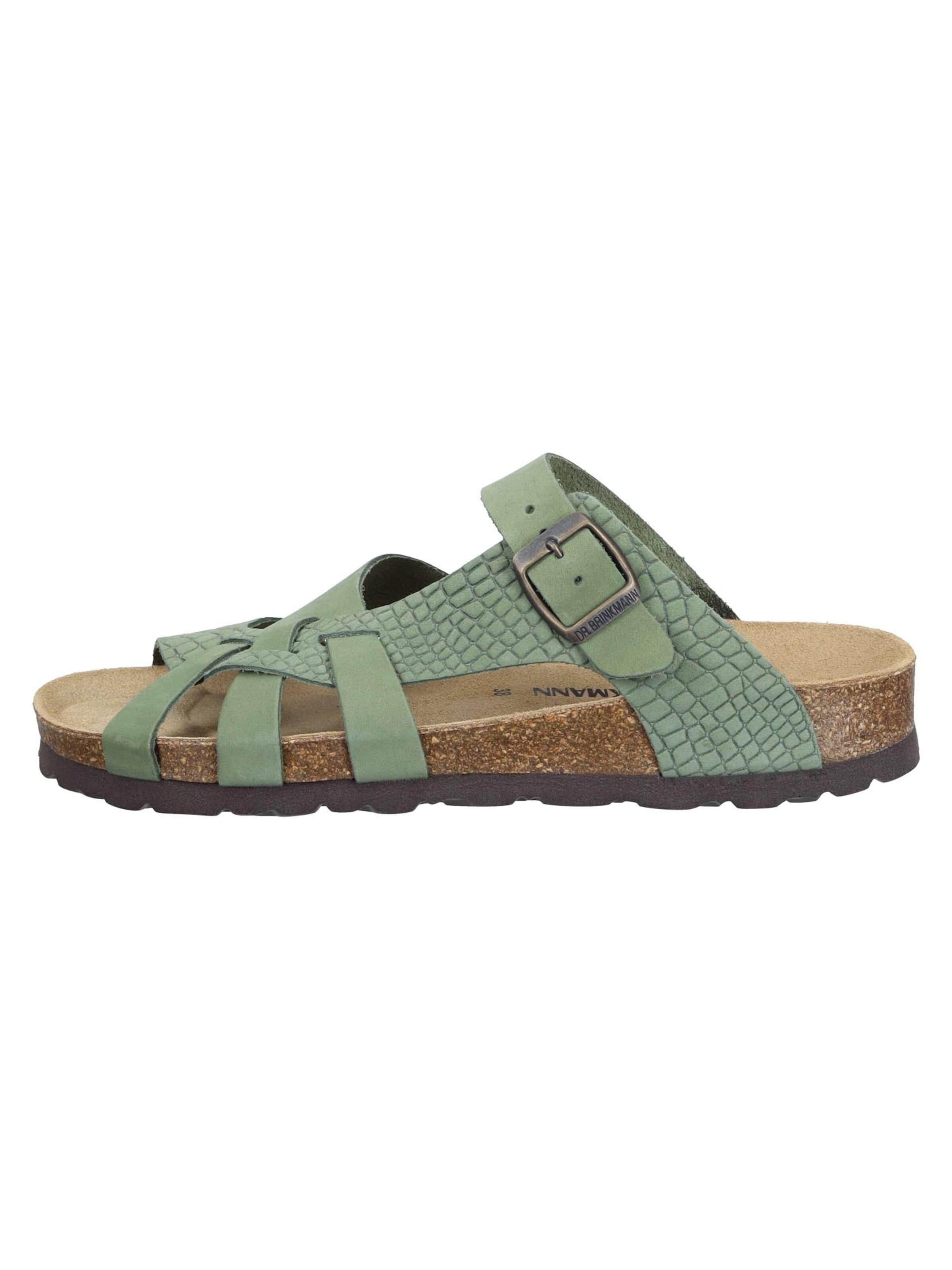 DR. BRINKMANN Mules 'Oliva' in Green: front