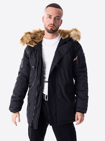 ALPHA INDUSTRIES Zimní bunda 'Explorer' – černá: přední strana