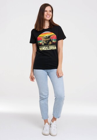 LOGOSHIRT Shirt 'Star Wars - Baby Yoda' in Zwart