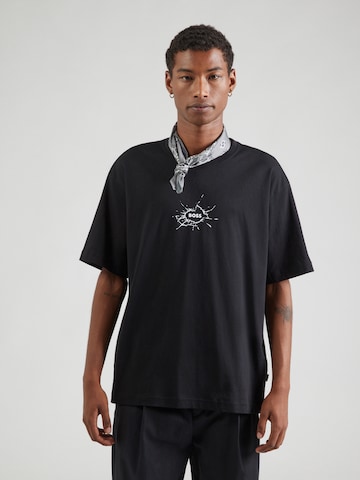 BOSS - Camiseta 'Voyage' en negro: frente
