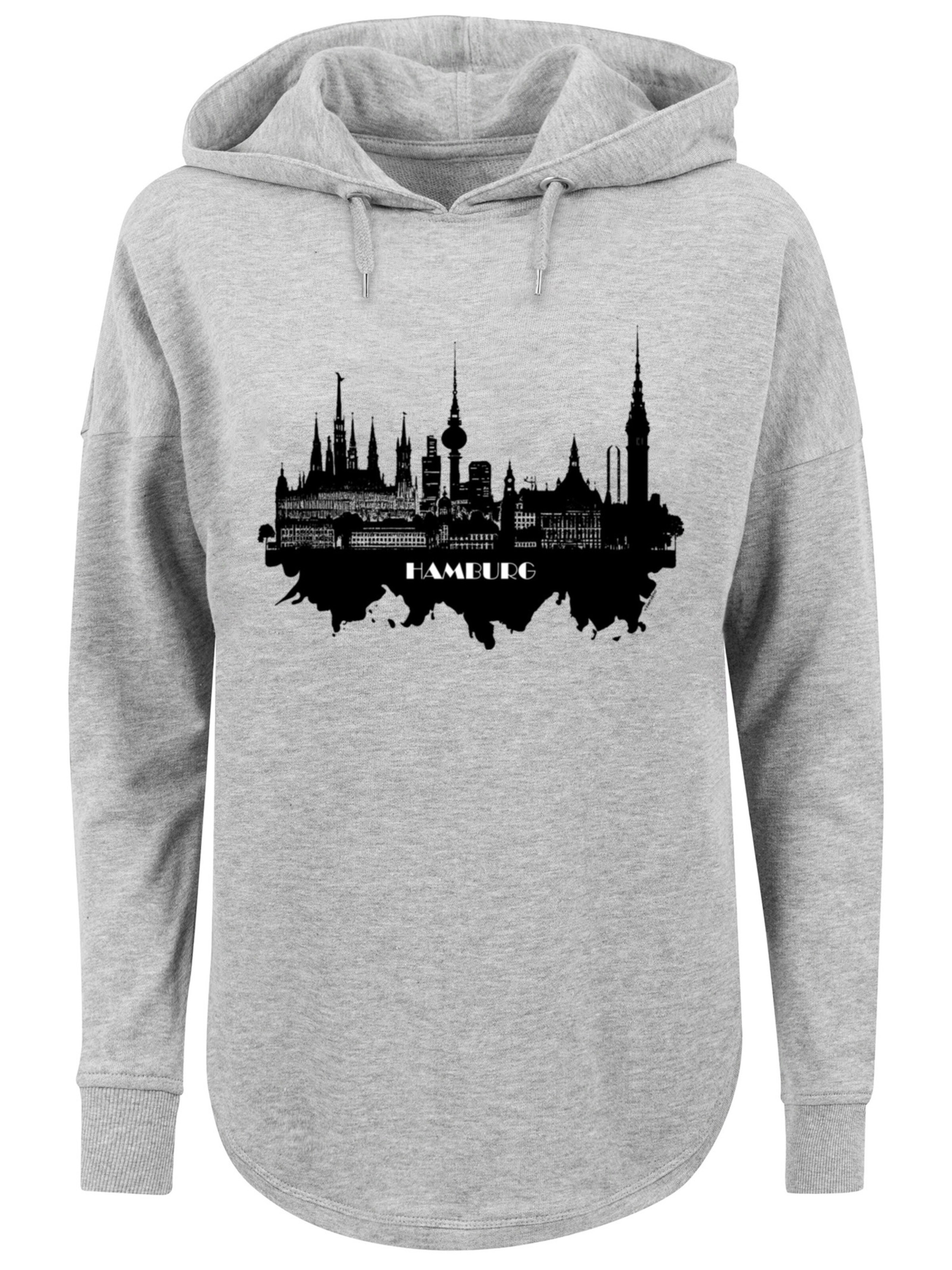 F4NT4STIC Sweatshirt 'Cities Collection - Hamburg skyline' in Grey: front