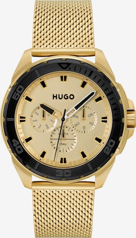 HUGO Red Analog Watch in Gold