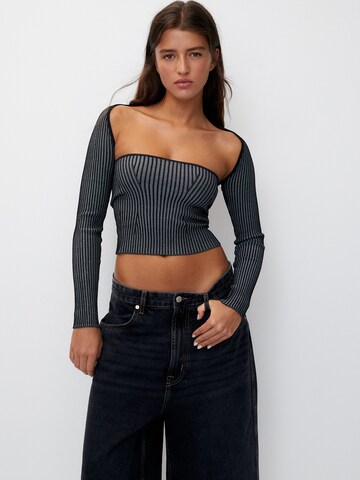 Pull&Bear Stricktop in Grau: predná strana