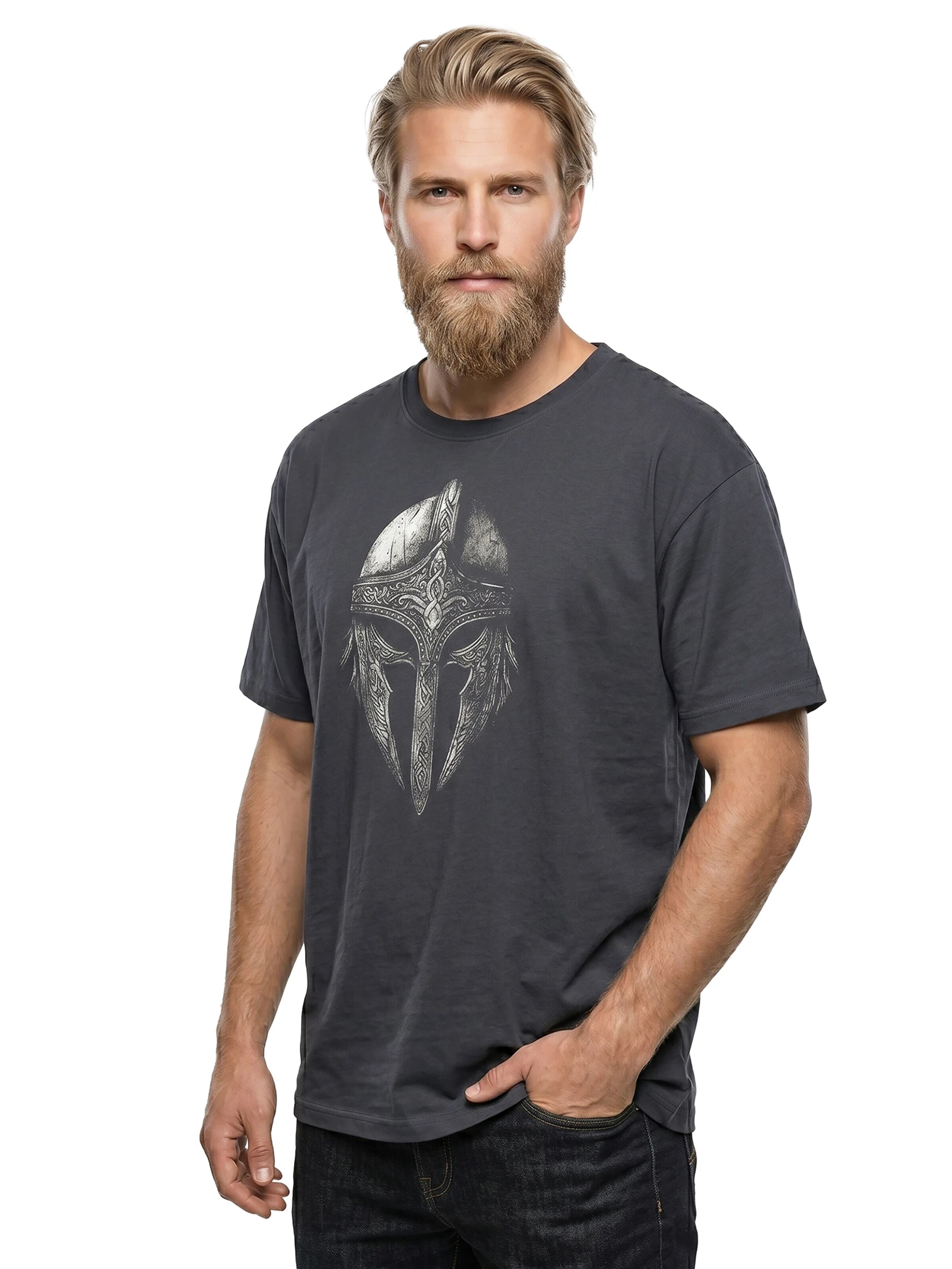 MAKAYA Shirt 'Vikinger Helm' in Grey
