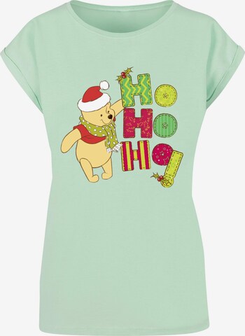 Maglietta 'Winnie The Pooh - Ho Ho Ho Scarf' di ABSOLUTE CULT in verde: frontale