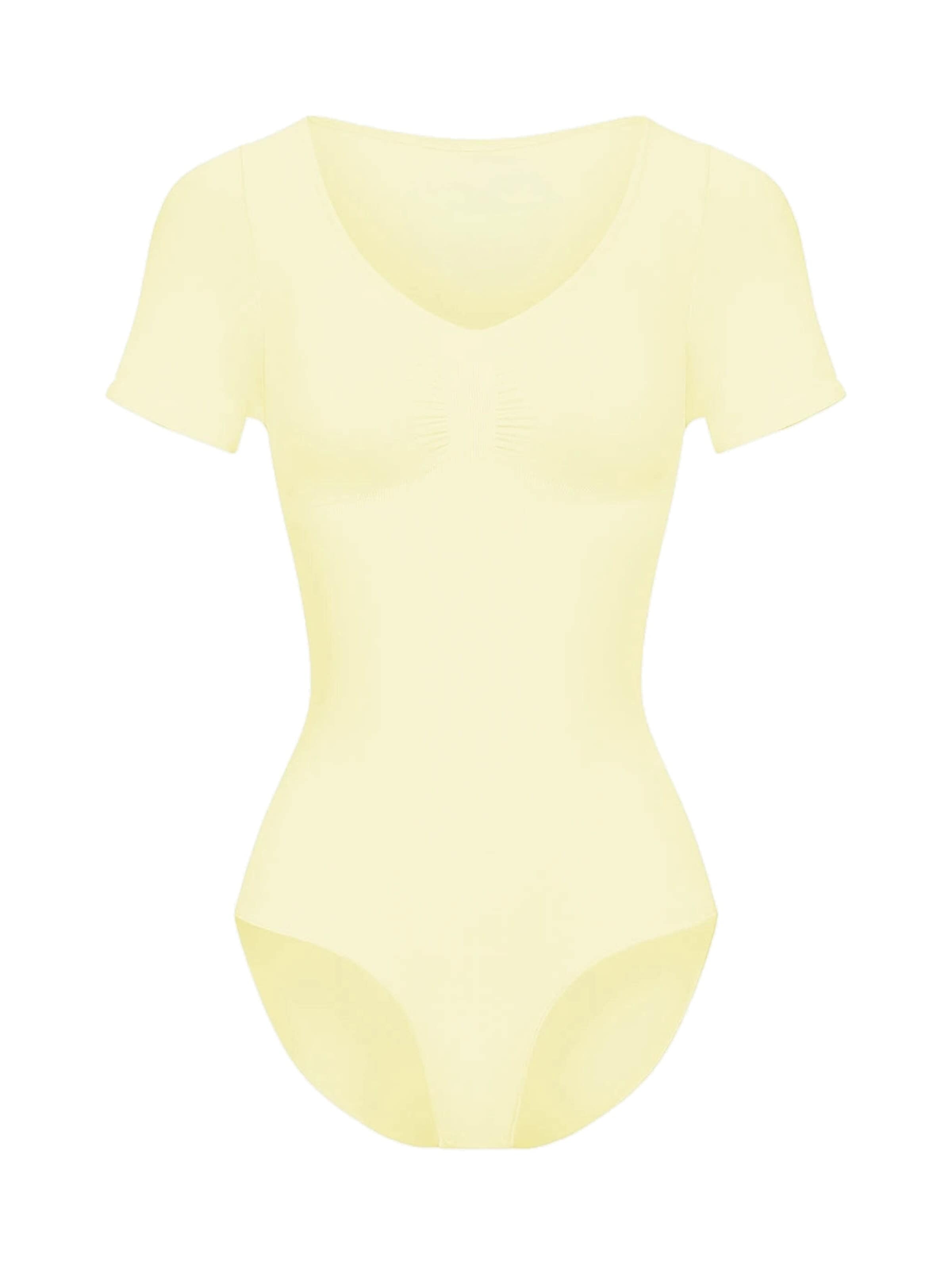 cfab Body moldeador 'T-Shirt Bodysuit Sculpting Shapewear mit Slip' en XS en amarillo pastel, Vista del producto