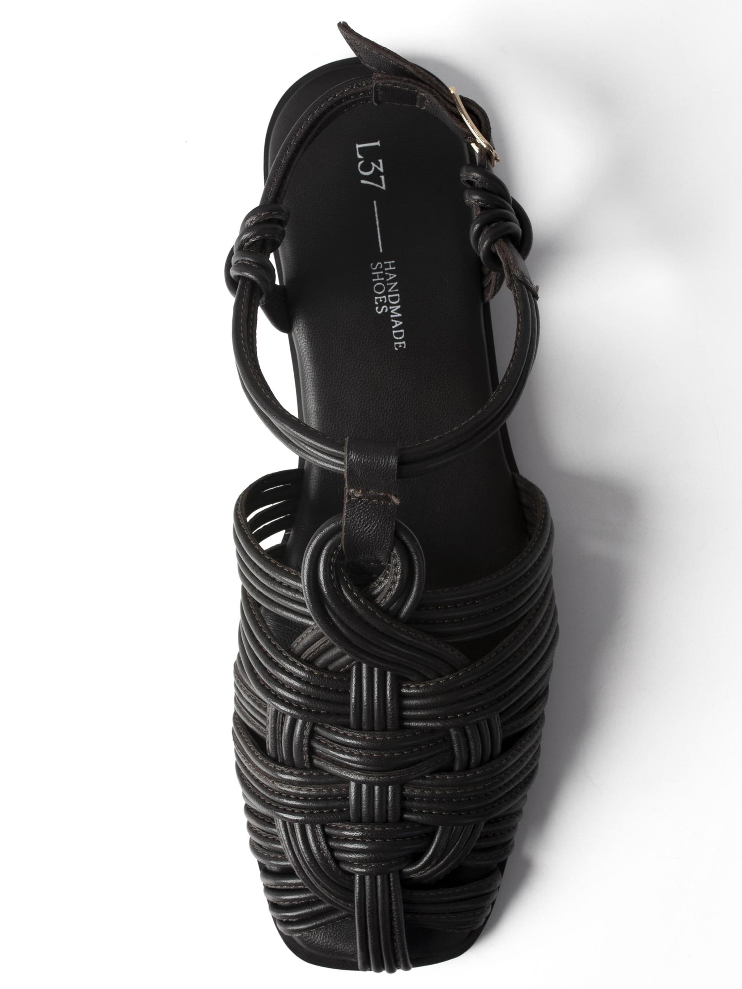 L37 HANDMADE SHOES - Sandálias com tiras 'LOVE LIKE EARLY JUNE' em preto