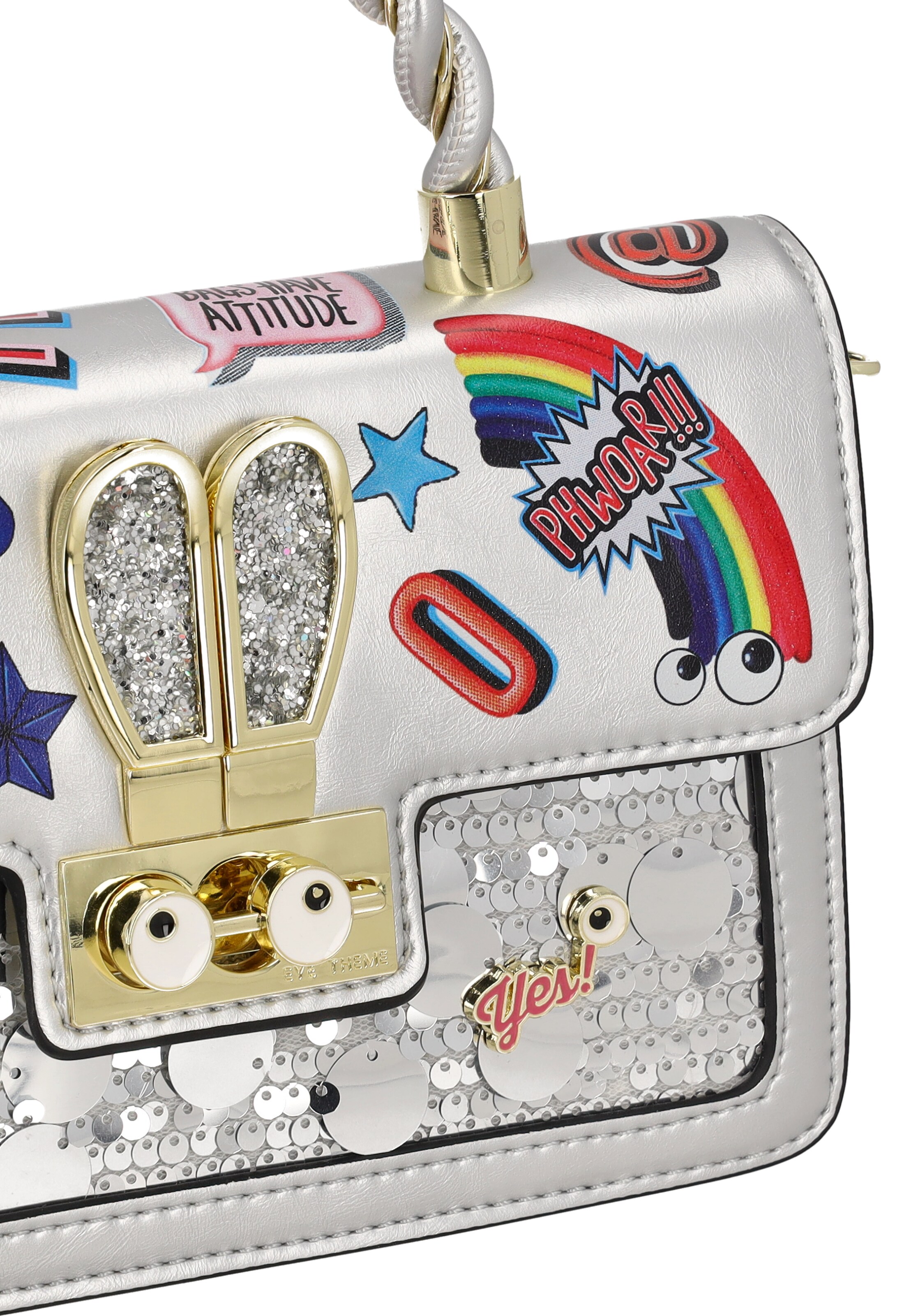 myMo Pop Handbag 'Pop Eyetheme' in Silver