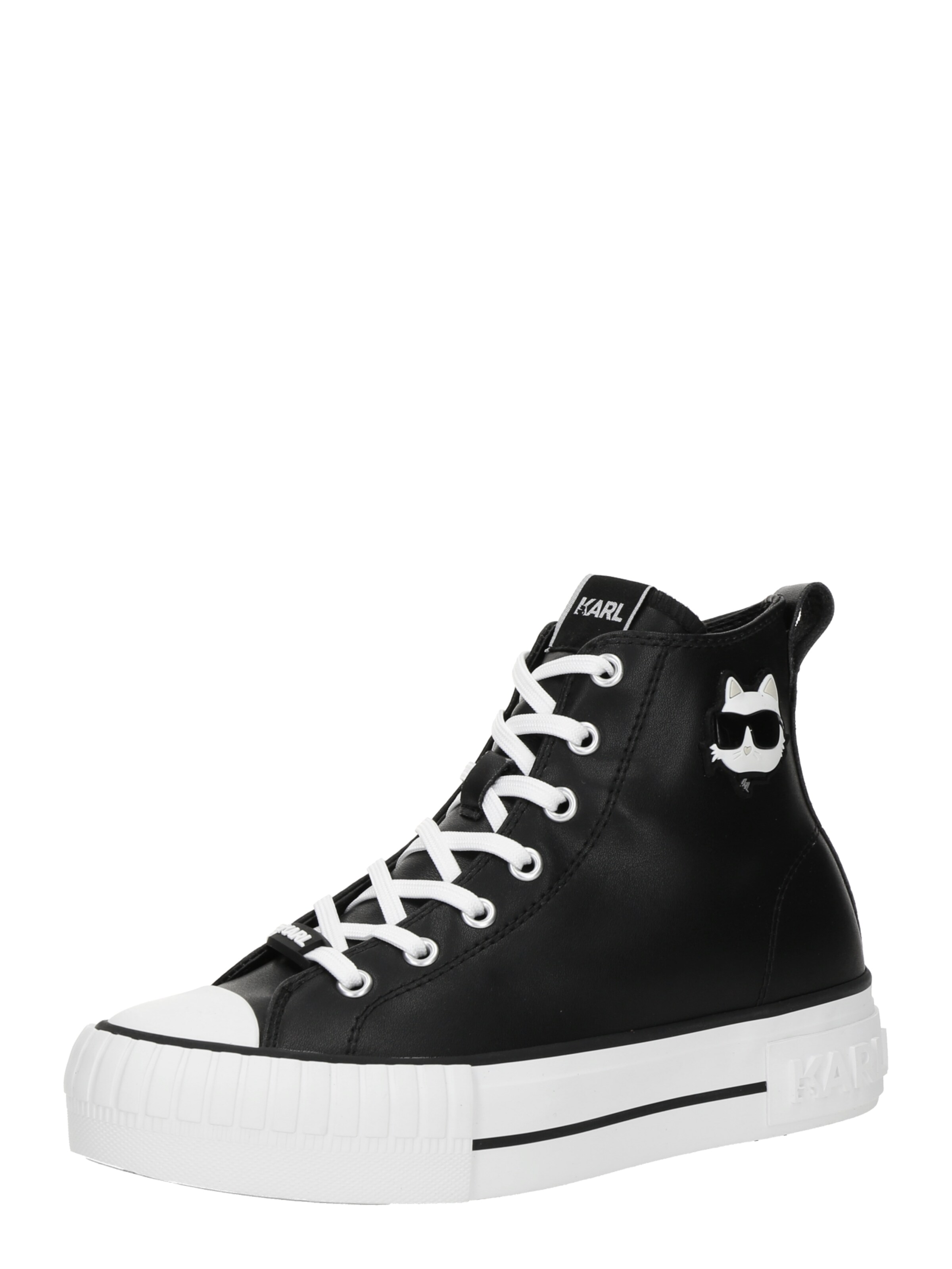 melns Karl Lagerfeld Augstie brīvā laika apavi: no priekšpuses