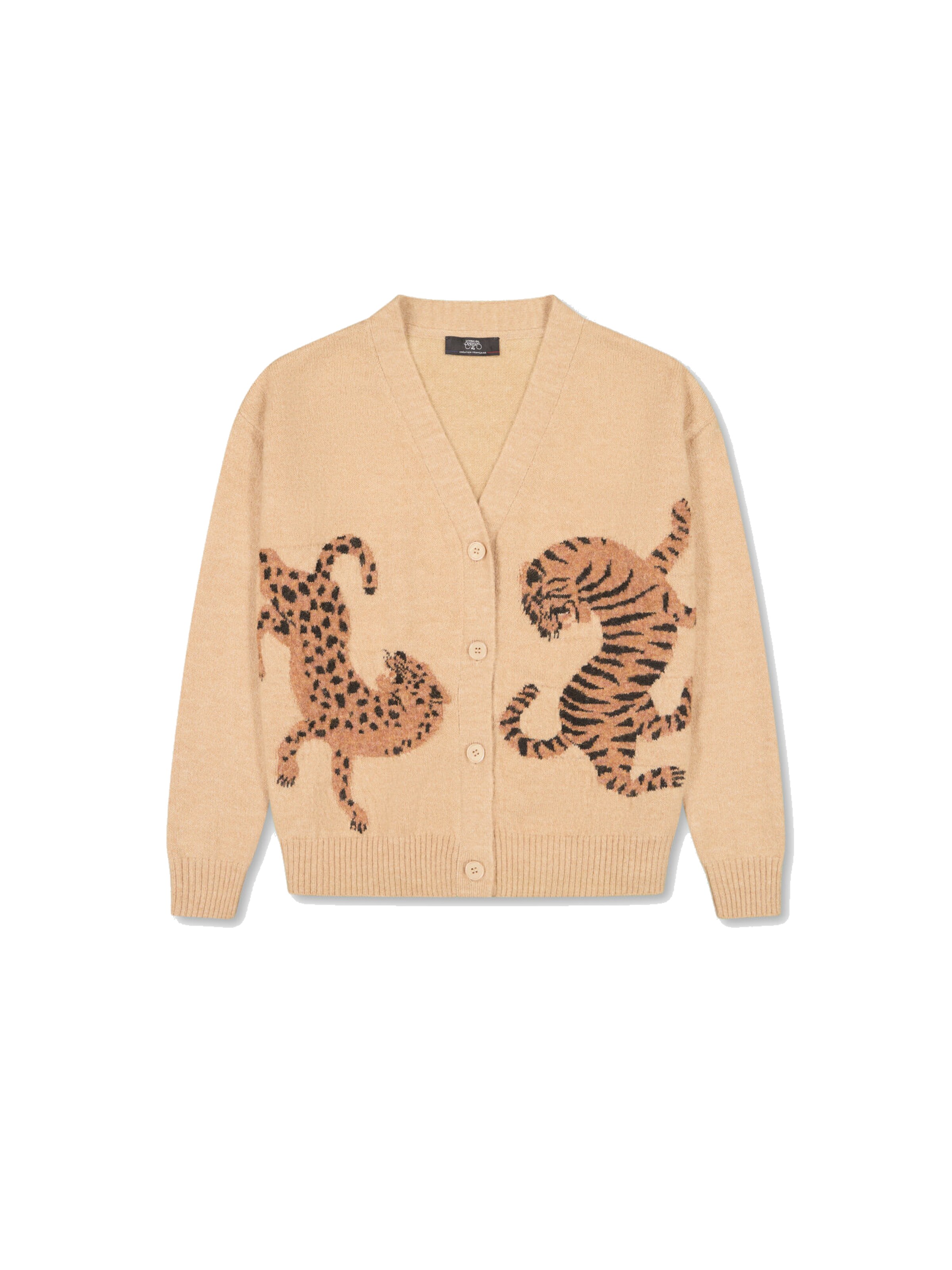 Vestes en maille 'Tigrea' Le Temps Des Cerises en beige : devant