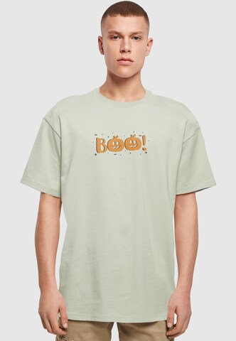 Merchcode T-Shirt 'Halloween - Boo Pumpkin' in Grün: Vorderseite