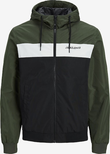 Jack & Jones Plus Демисезонная куртка 'Rush' в Темно-зеленый / Черный / Белый, Обзор товара
