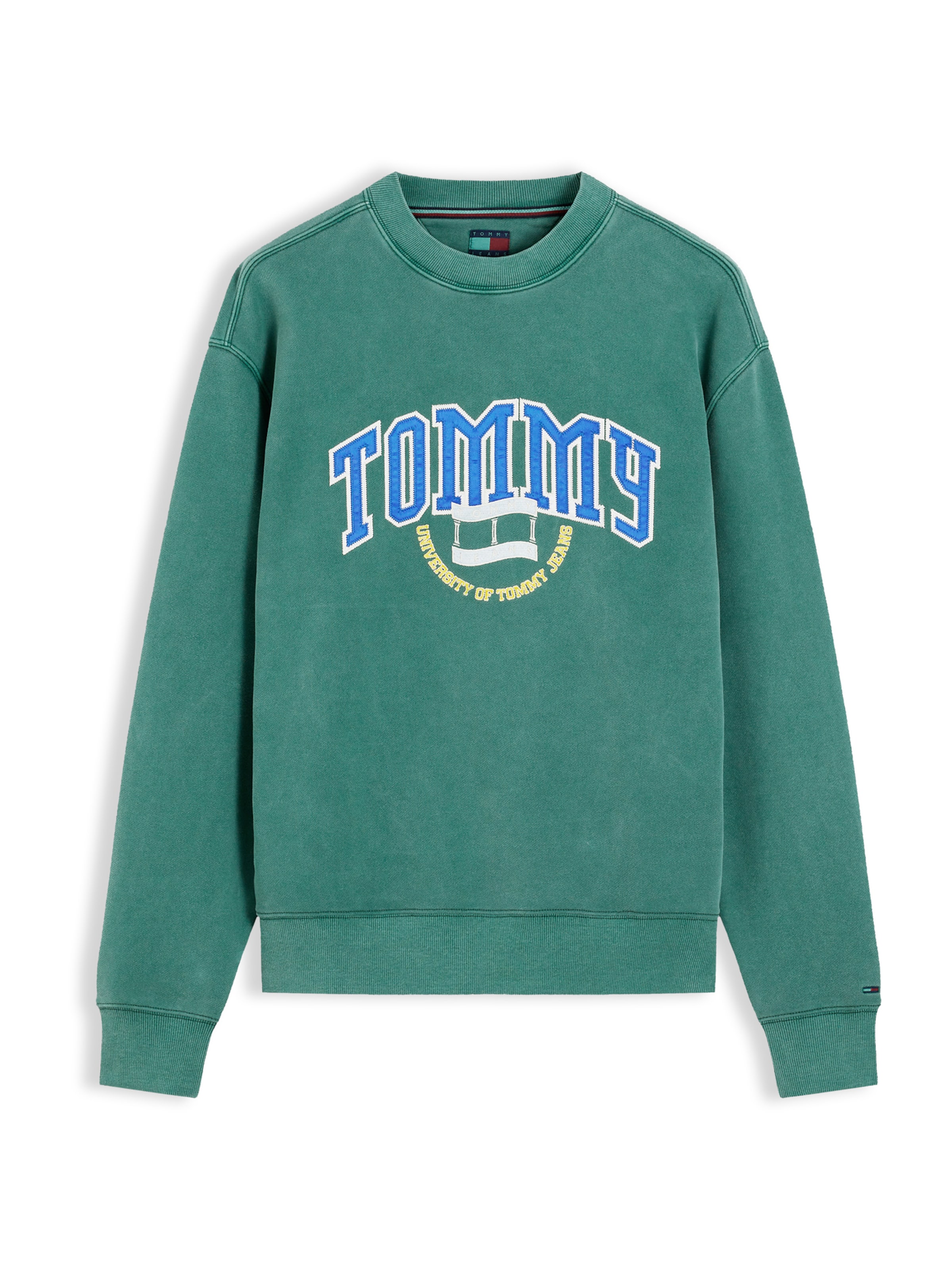 Tommy Jeans Суичър 'Varsity Crest' в зелено: отпред