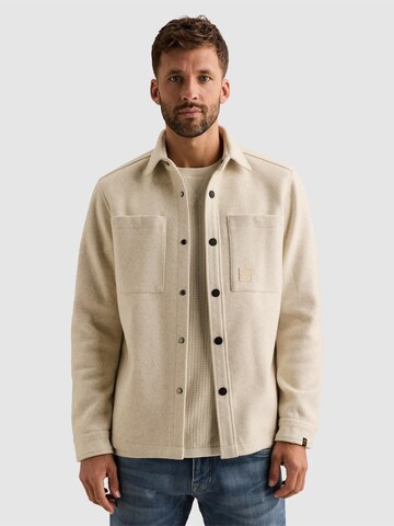 PME Legend Regular fit Button Up Shirt 'Overshirt with wool look and chest pockets' in Beige: front